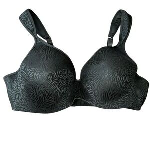 IZOD Underwire Bra Women 42D Black Rose Jacquard Molded Cup RN71222‎ Excellent